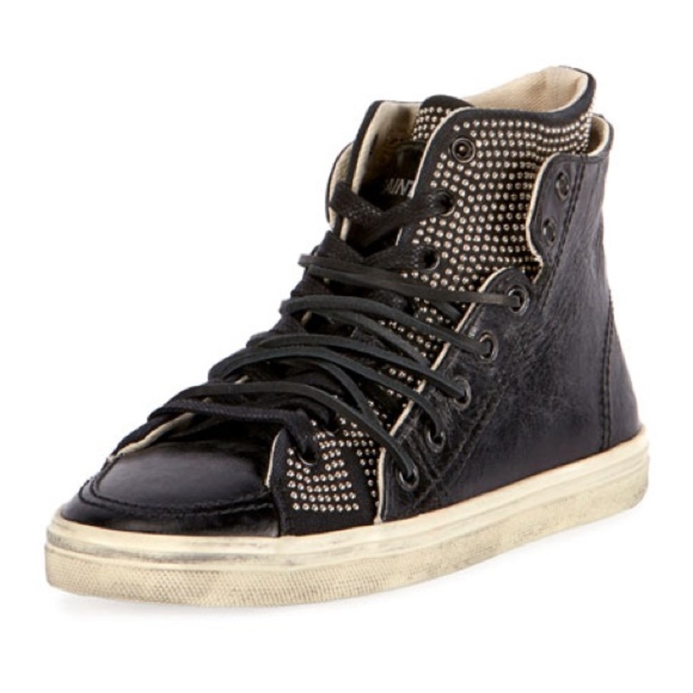 Saint Laurent Studded High Top Sneakers EU38 Black